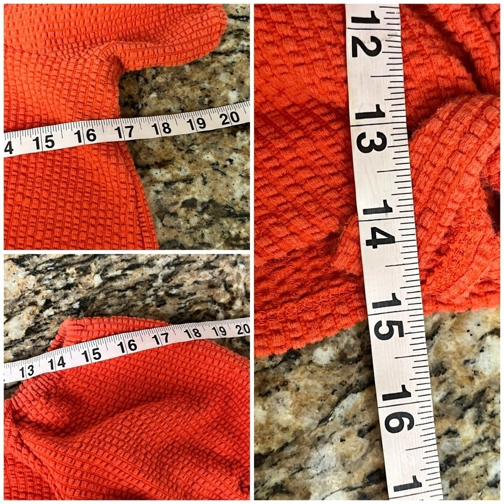 Ann Taylor LOFT Seersucker Tie Front Square Neck Puff Sleeve Top Orange XS - Picture 6 of 10